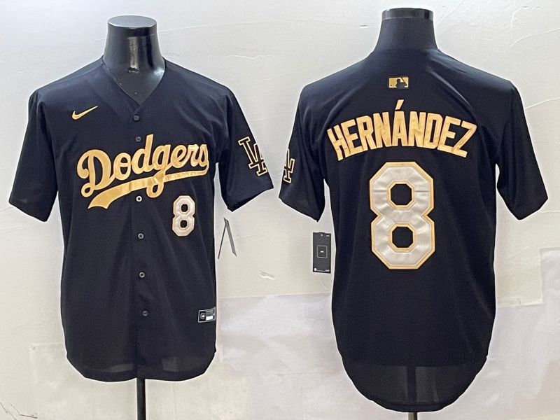 Men Los Angeles Dodgers #8 Hernandez Black Gold Game Nike 2025 MLB Jersey style 3